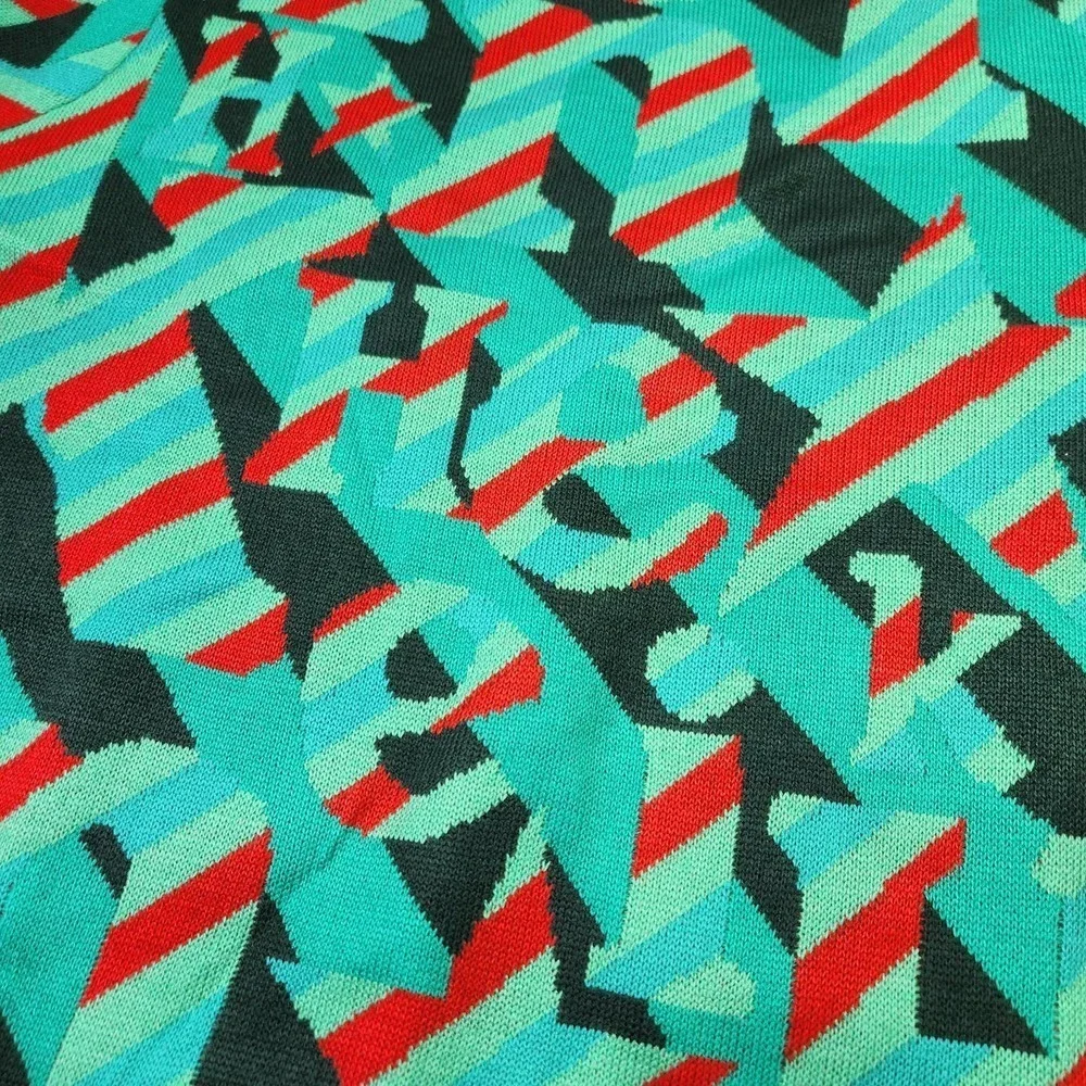 Heineken Knit Sweater Mens Medium Green Red Geometric Graphic Print Pullover